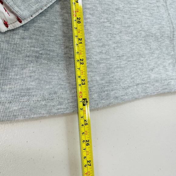 ORVIS Gray Heather Knit Pullover 1/4 Zip Contrast Red Floral Trim Top M - Picture 9 of 11